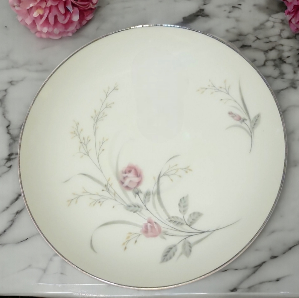 Vtg Mikasa Fine China Edwina Floral Platinum Rim Saucer #8195 Jyoto Japan